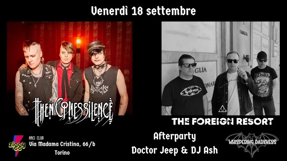 WHISPERING DARKNESS goth night: THEN COMES SILENCE e THE FOREIGN RESORT live at Ziggy Club - Torino