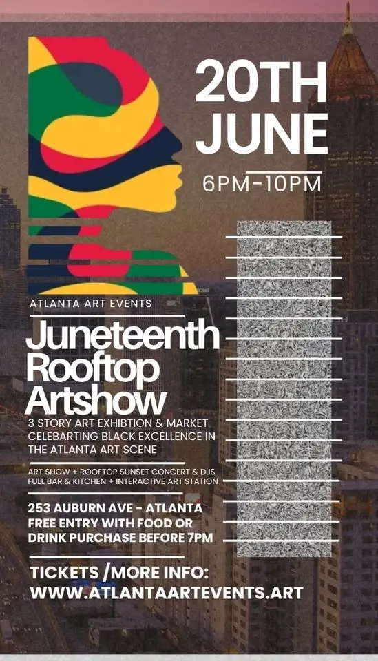 JUNETEENTH ROOFTOP ART SHOW : Art Exhibit , Pop Up Market, Sunset Concert + Dj Sets