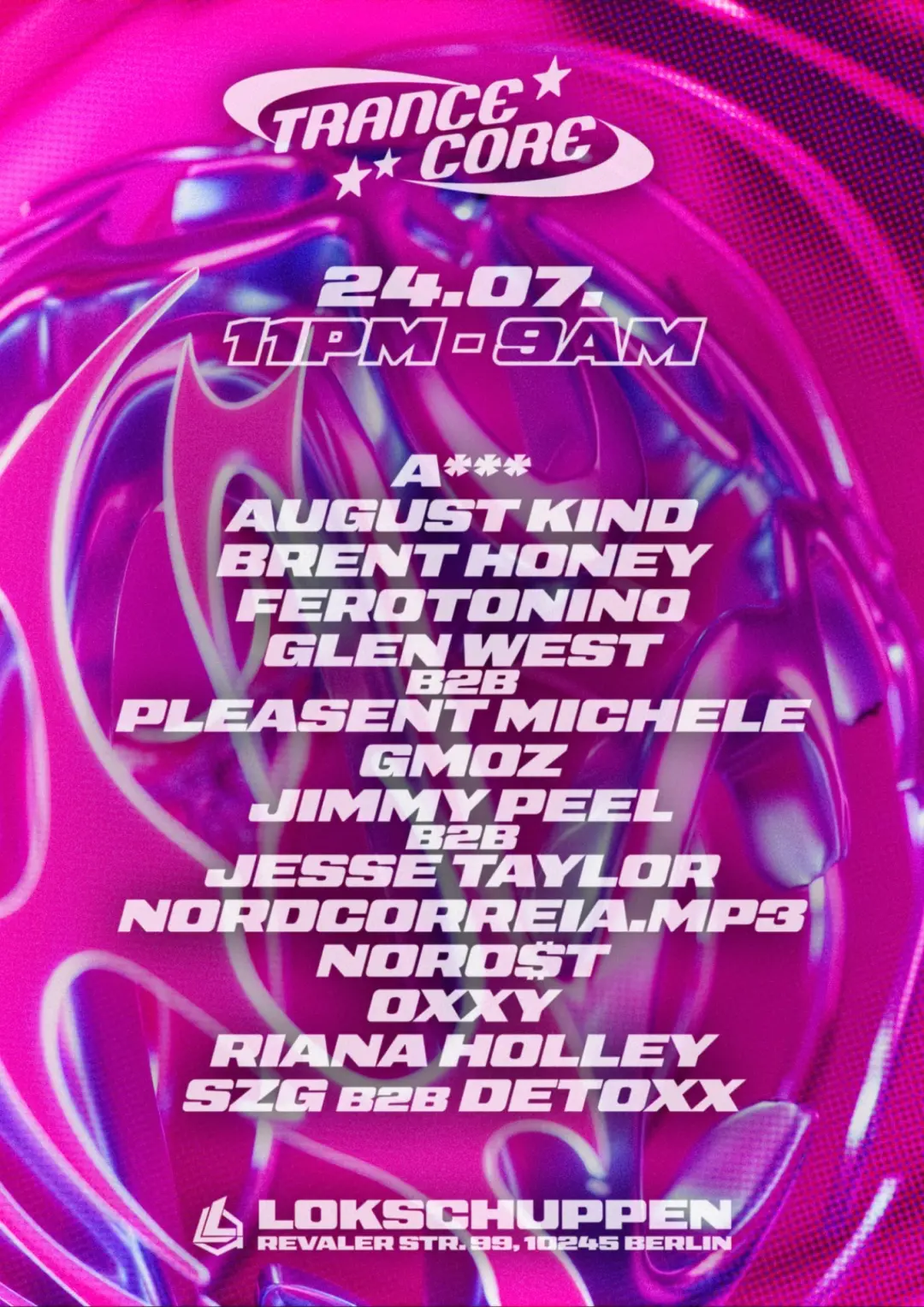 Trancecore Open Air with SZG, Riana Holley, Brent Honey, NORO$T, Glen West and many more
