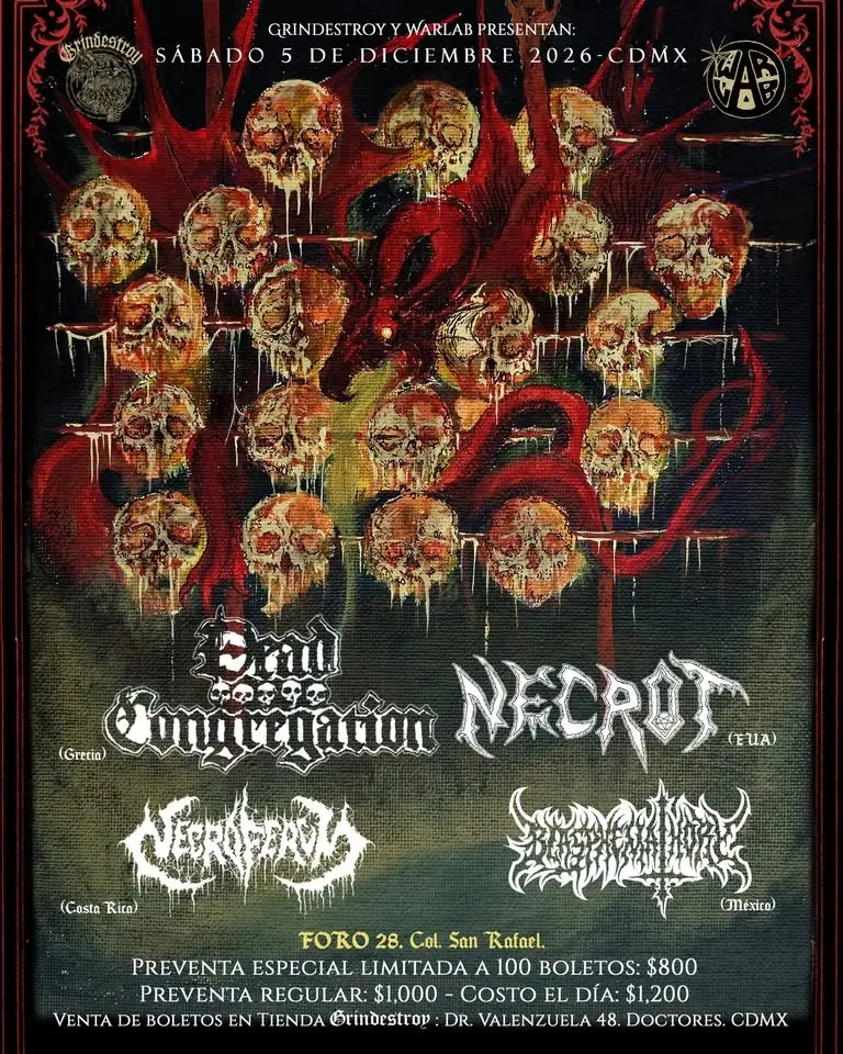 DEAD CONGREGATION + NECROT + NECROFERUM EN CDMX 5 DICIEMBRE 2026