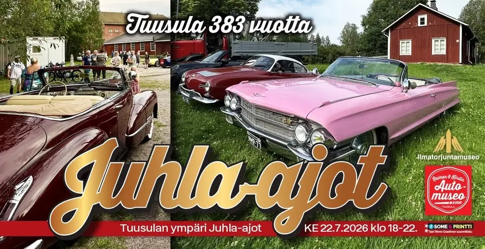 Juhla-ajot Tuusula 383 v • KE 22.7.2026 klo 18-22 Ilmatorjuntamuseo Tuusula