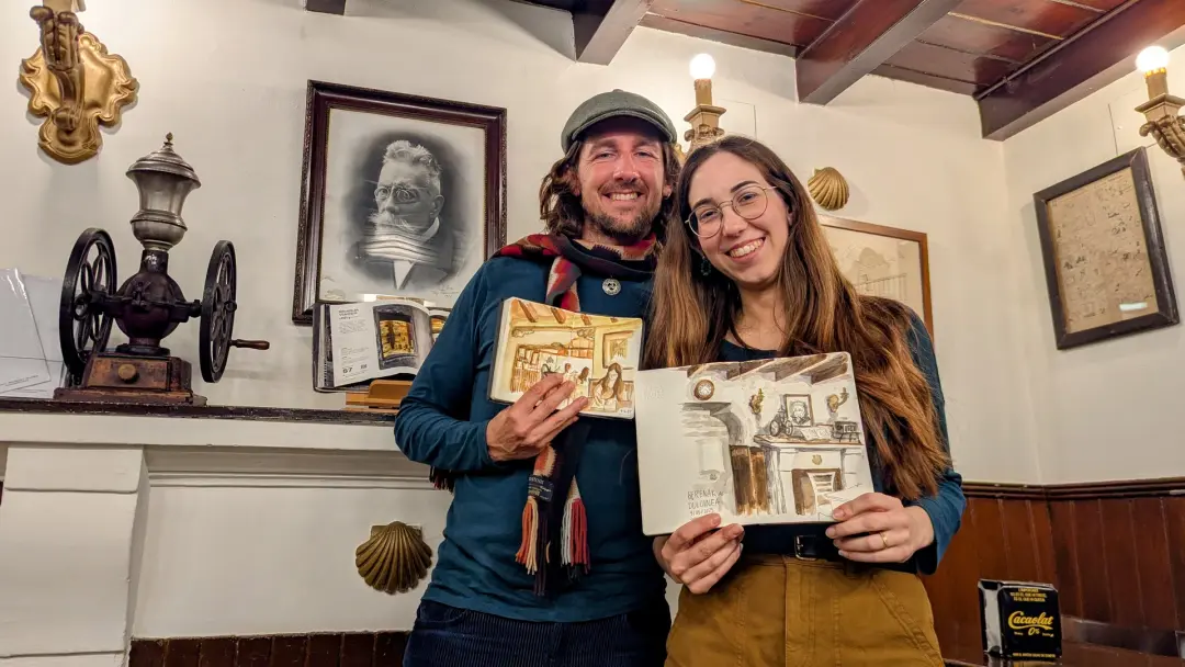 ☕🎨 Taller de dibujo y acuarela en chocolatería artística Dulcinea en Petritxol