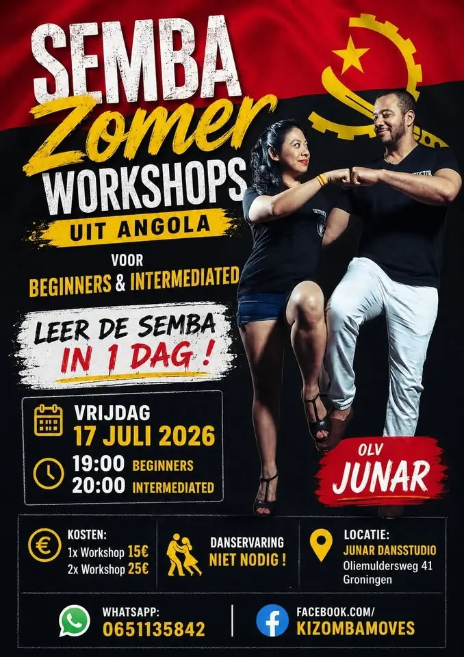 Semba Zomer Workshops voor Beginners tm Intermediate bij Kizombamoves