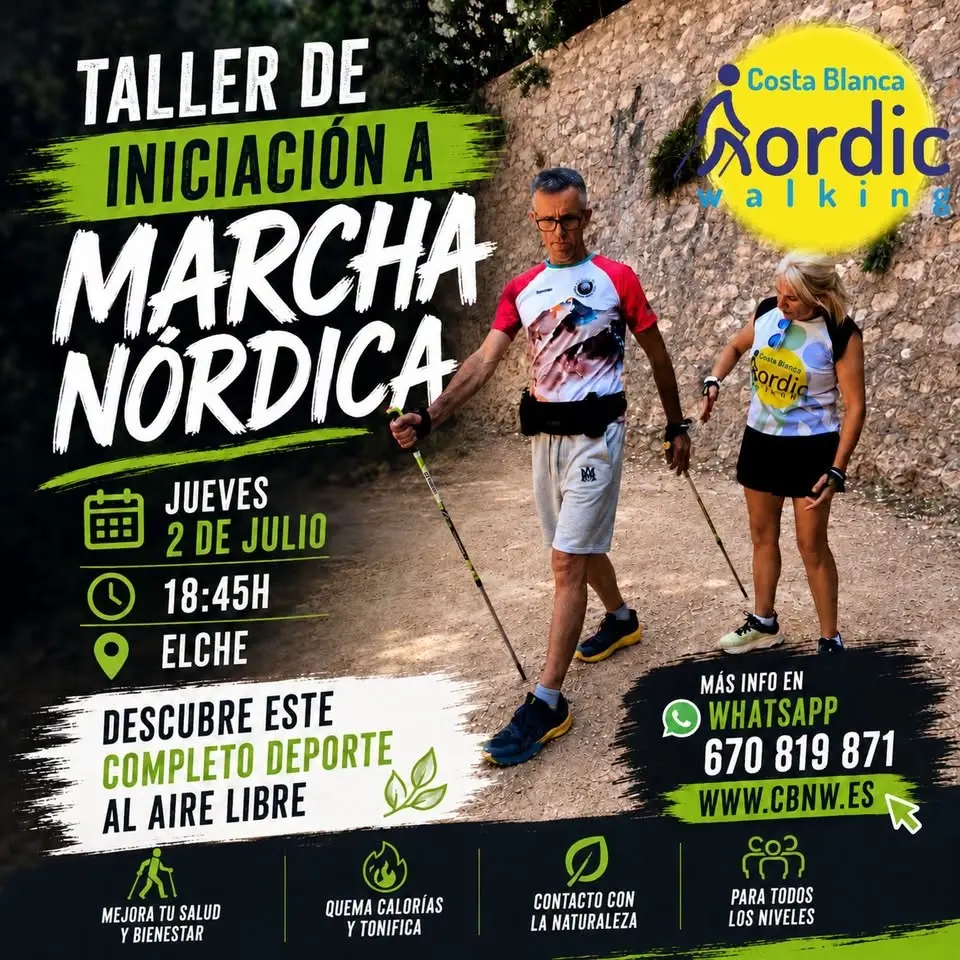 Taller de Marcha Nórdica en Elche el jueves 2 de julio 