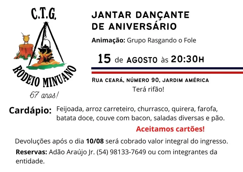 Baile de Aniversário 67 ANOS CTG Rodeio Minuano