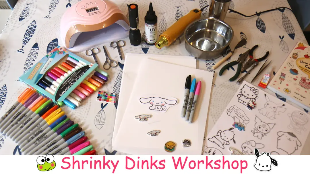 Shrinky Dinks workshop. Make keychains, pins, badges & croc jibbitz workshop