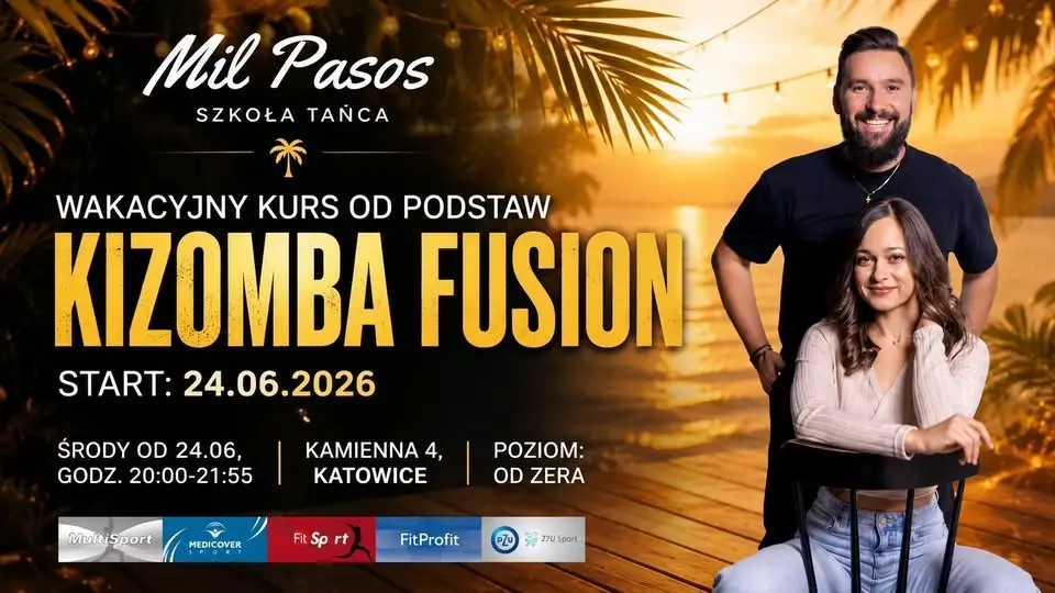 Wakacyjny kurs tańca dla SINGLI i PAR -KIZOMBA FUSION- kurs od zera! ŚRODY 20:00-21:55 OD 24.06.26!