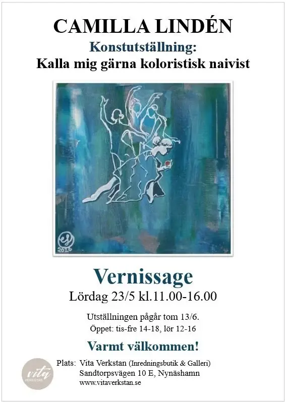 Konstutställning av Camilla Lindén 23/5-13/6 2026.