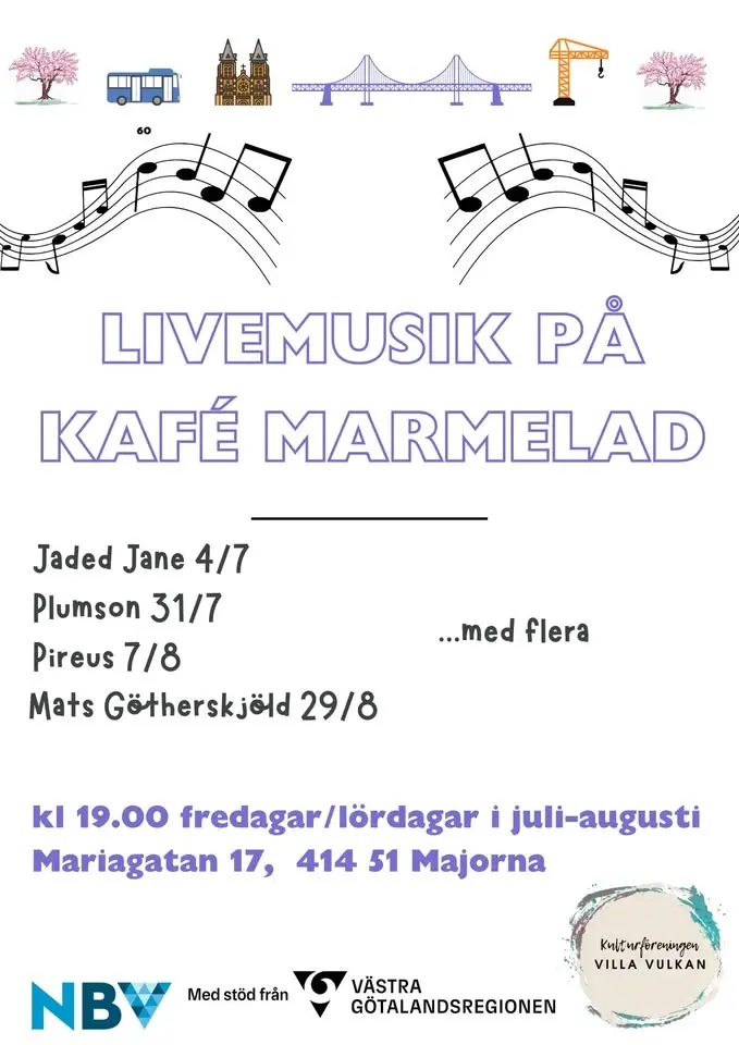 Livemusik på Kafé Marmelad hela sommaren!
