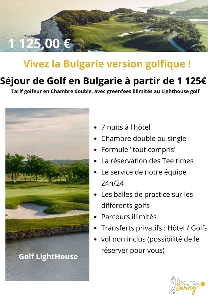 Séjour de Golf en Bulgarie à partir de 1 125€ (Séjour de Juin à Septembre 2026 )