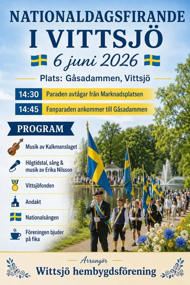 Nationaldagsfirande i Vittsjö 6 juni 2026