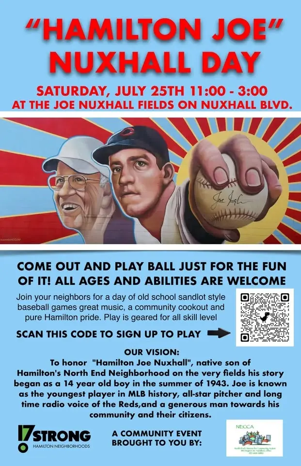 Honoring Joe Nuxhall Day Saturday July 25th from 11:00 to 3:30.
