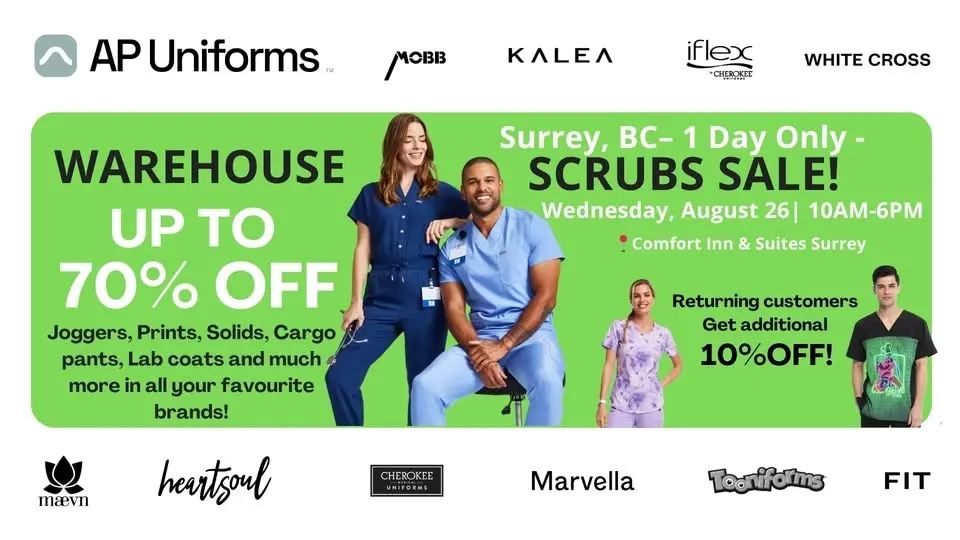 Warehouse Scrubs Sale – Surrey, BC – 1 Day Only