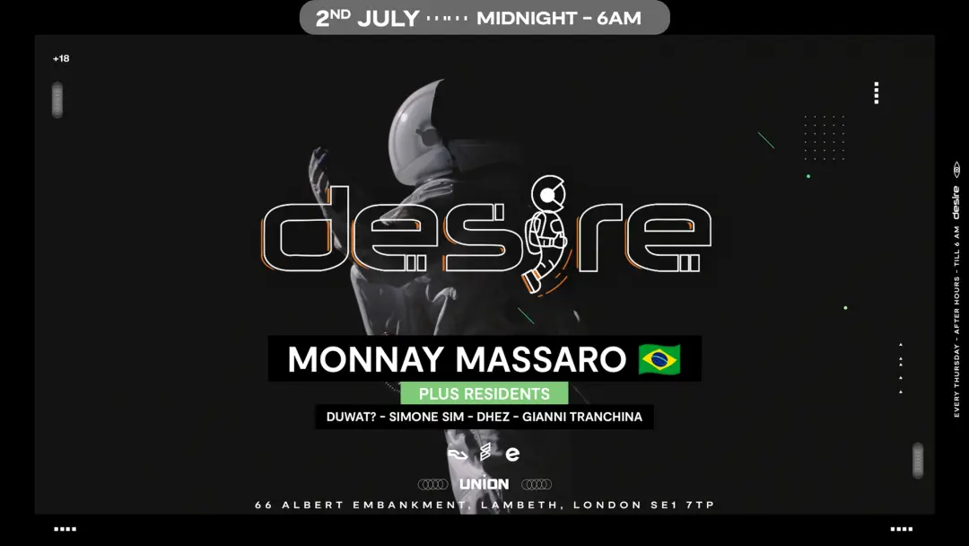 DESIRE - Weekly Thursday After Party - Monnay MASSARO