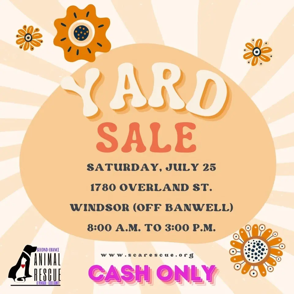 Second Chance Animal Rescue Windsor-Essex Fundraising Yard Sale