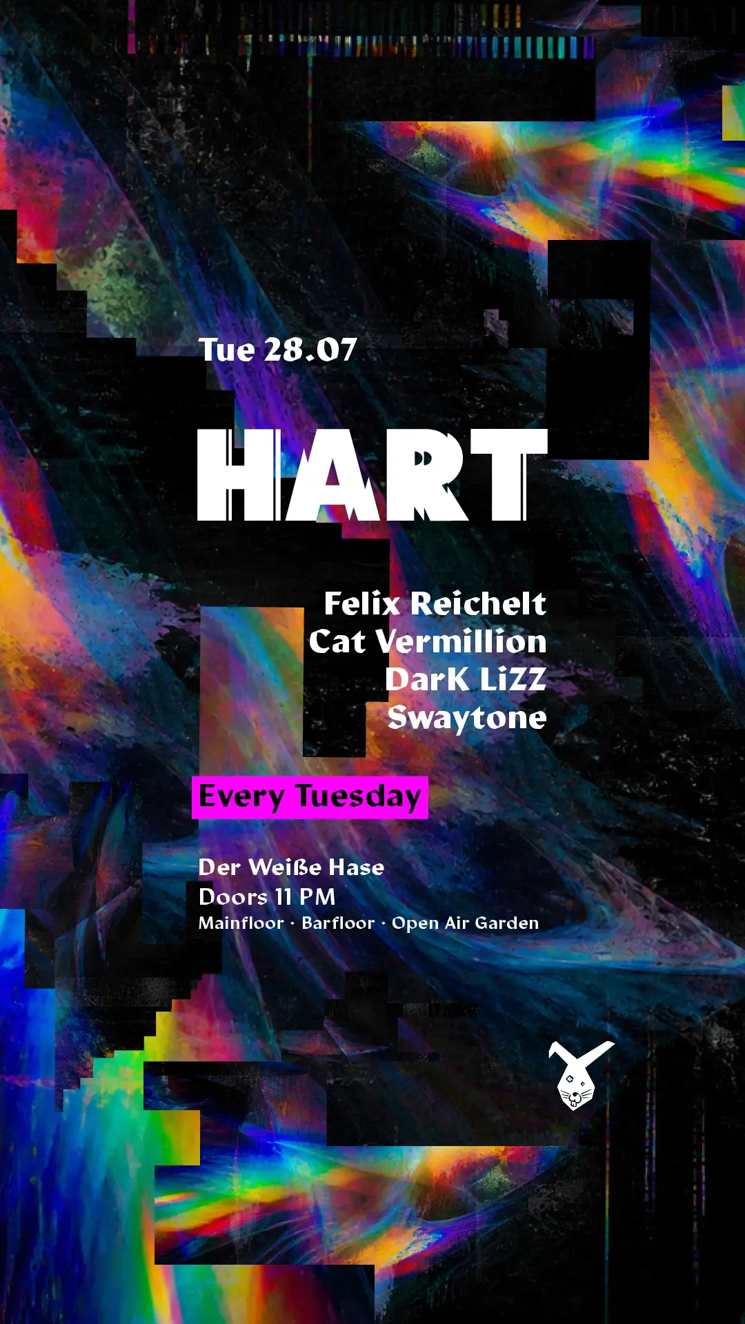 HART ◢◤ Tuesday Rave & Open Air Garden [free entry until midnight*]