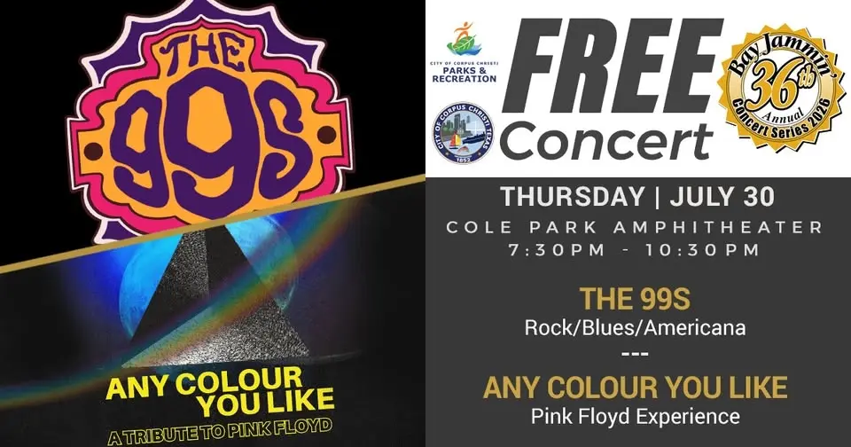 36th Annual Bay Jammin Concert Series: ANY COLOUR YOU LIKE with special guests The 99s 07/30/2026