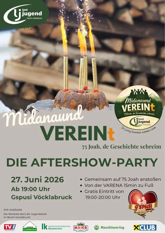 75 Jahre LANDJUGEND "AFTERSHOW PARTY" SA, 27.06, ab 19 Uhr!