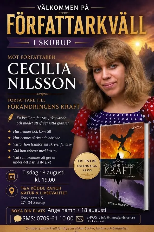 Författarkväll i Skurup med Cecilia Nilsson - Fri entre
