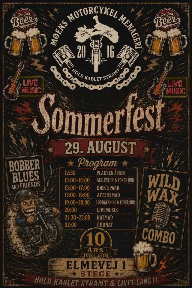 MØENS MOTORCYKEL MENAGERI SOMMERFEST - 10 Års Jubilæum! 