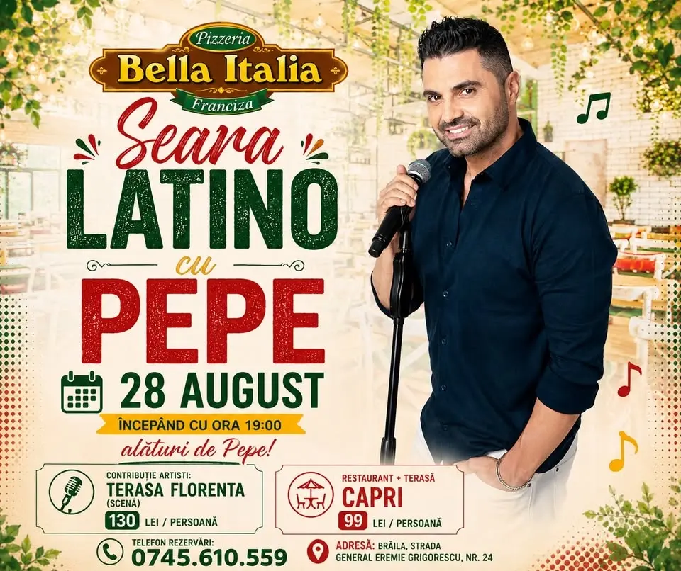 🔥💃 Seară Latino la Bella Italia alături de Pepe! 🎤🎶
