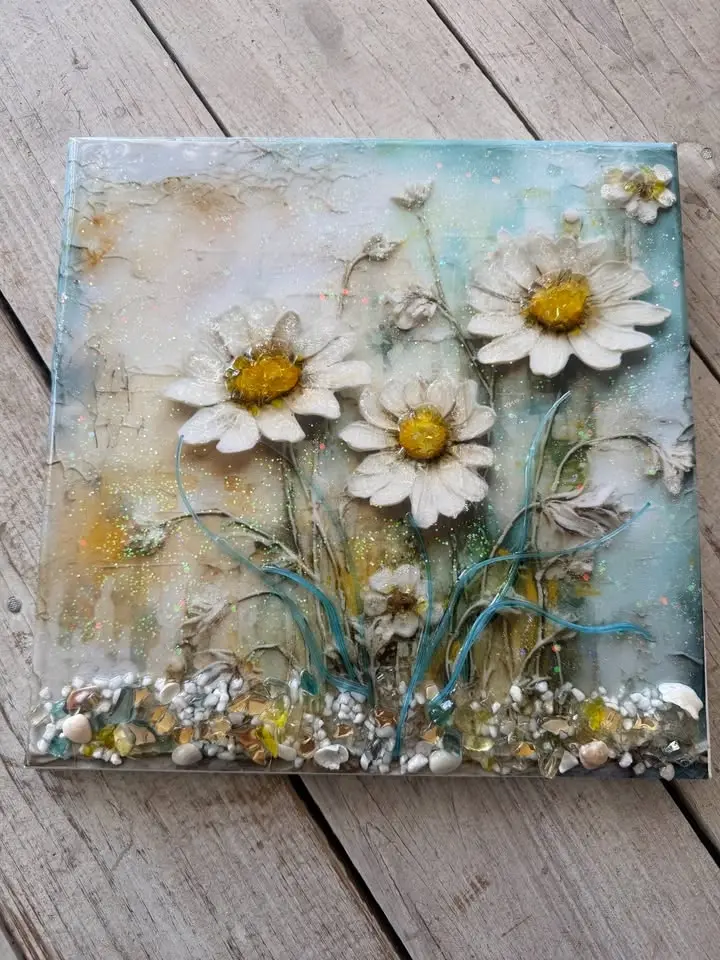 Beach Daisy Mixed Media Resin Art Workshop