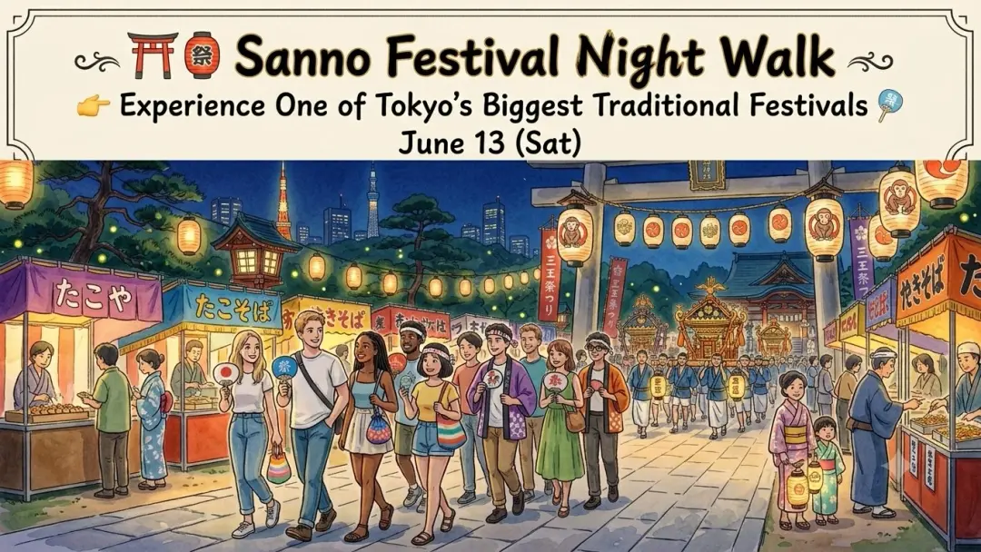 ⛩️🎐 Sanno Festival Night Walk 🚶♂️🚶♀️ Bon Odori 🏮