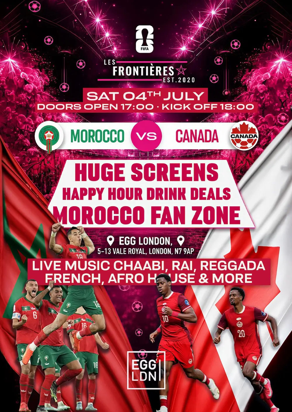LES FRONTIÈRES PRES: Morocco versus Canada (Live Screening)