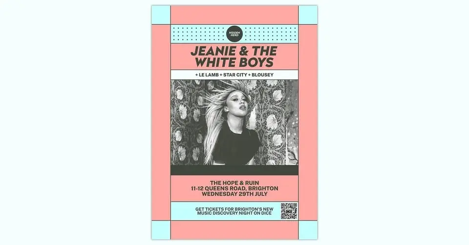 Hidden Herd Presents: Jeanie and The White Boys + Le Lamb + Star City + Blousey