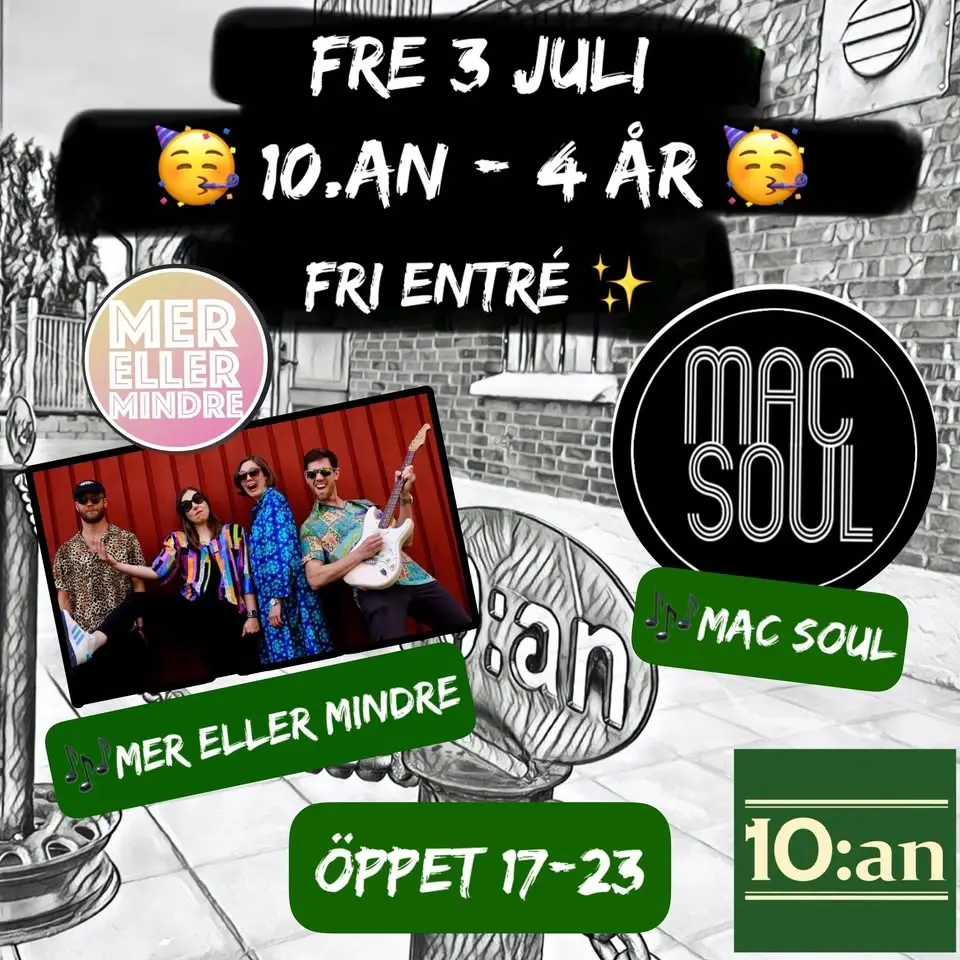 10:an 4ÅR 🥳 Fri entré, dubbla band! 😎🎶