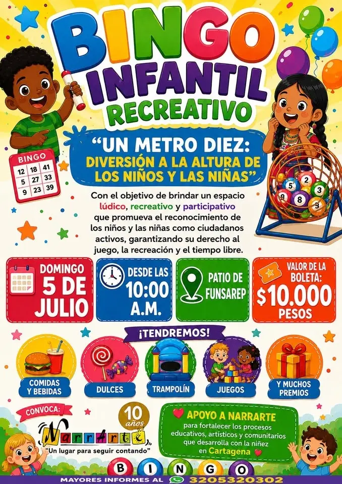 BINGO INFANTIL RECREATIVO "UN METRO DIEZ