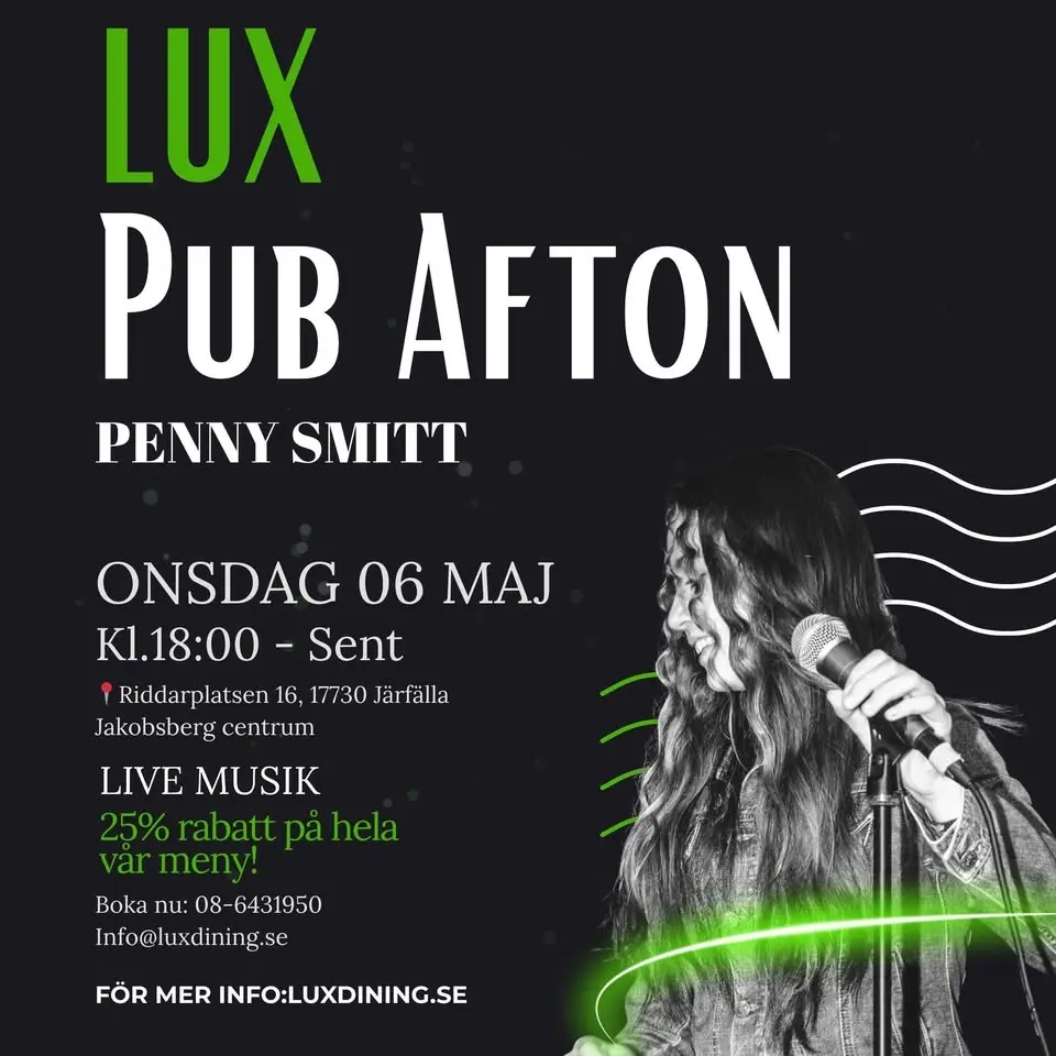 LUX PUB AFTON – Med Penny Smitt 🍸🎶🎸
