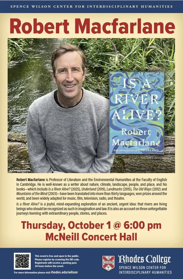 "Is a River Alive?" Robert Macfarlane lecture, Rhodes College, October 1, 2026