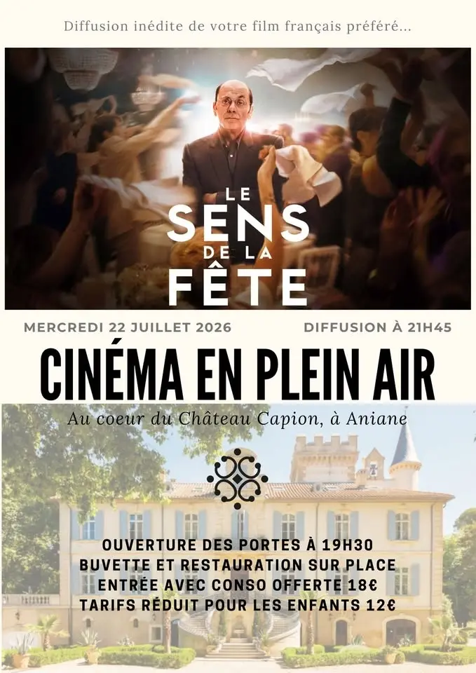 Cinéma en plein air au Château Capion - Projection du film français "le Sens de la fête"