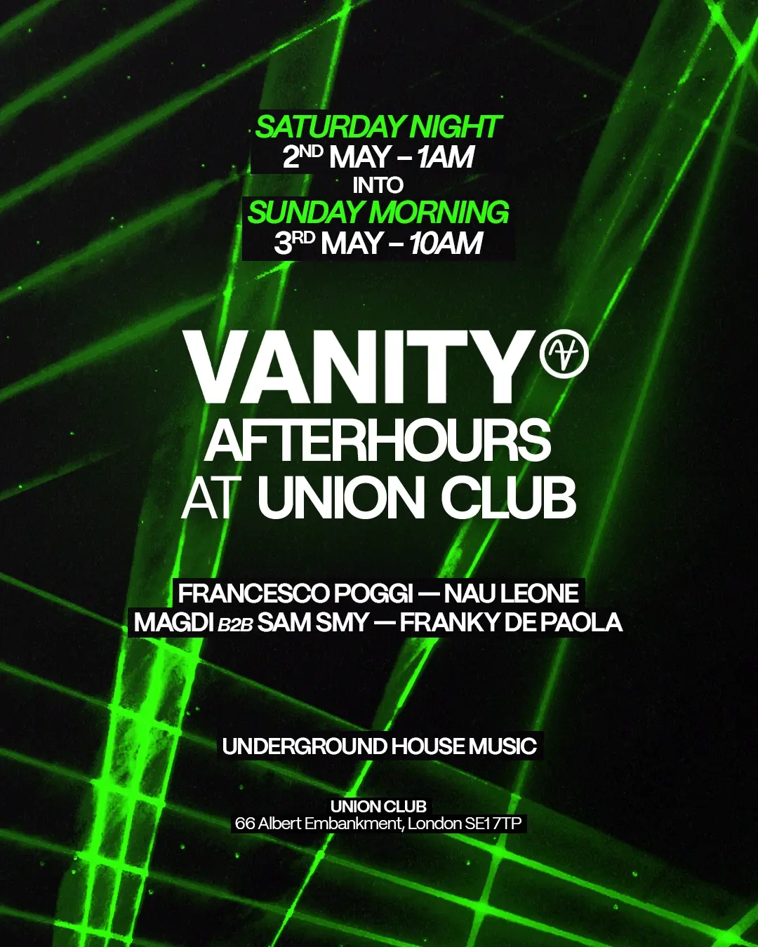 VANITY afterhours edition from 1am till 10am