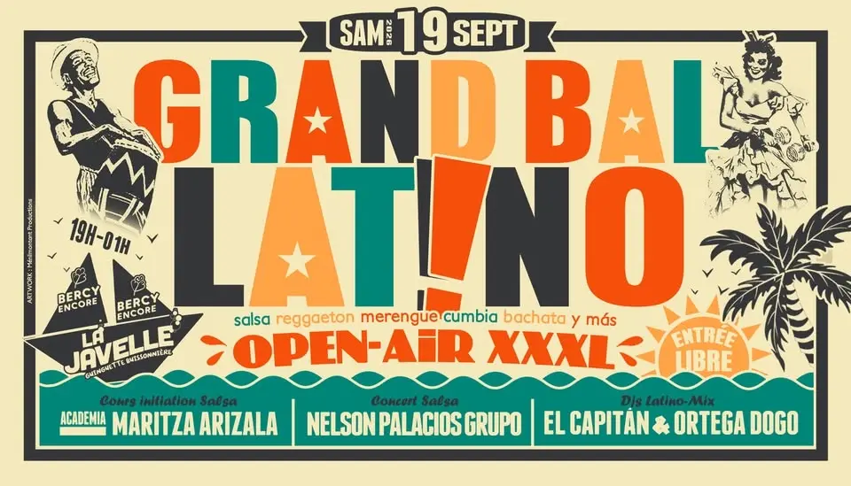 GRAND BAL LATiNO OPEN-AiR XXXL🌴19/09🌴 CoursSalsa🌺ConcertSalsa🌺DjsLatinoMix🌺Food🌺EntréeGratuite