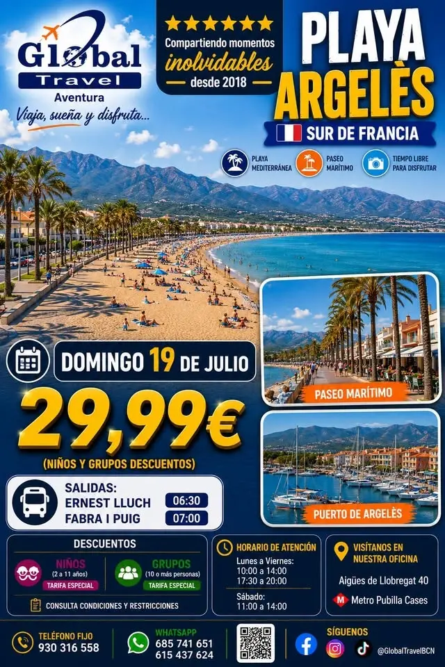 PLAYA DE ARGELÈS-SUR-MER 29,99€ Domingo 19 de Julio