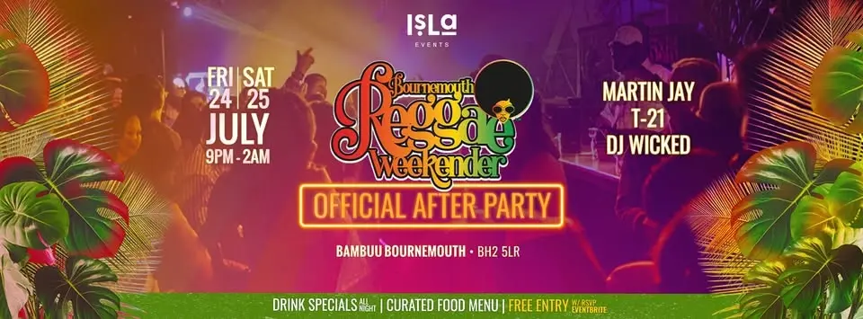 Bournemouth Reggae Weekender 2026 Official After Party 🎶