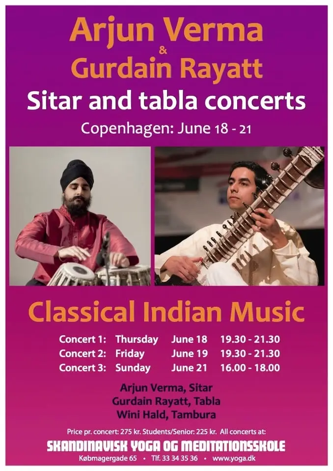 Sitar and Tabla Concerts, June 18-21 with Arjun Verma & Gurdain Rayatt in Copenhagen
