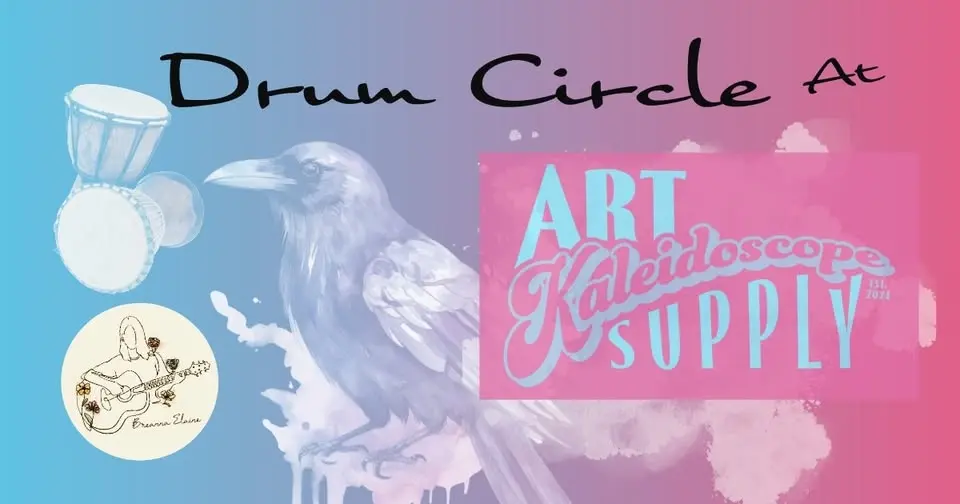 Drum circle at Kaleidoscope Art Supply