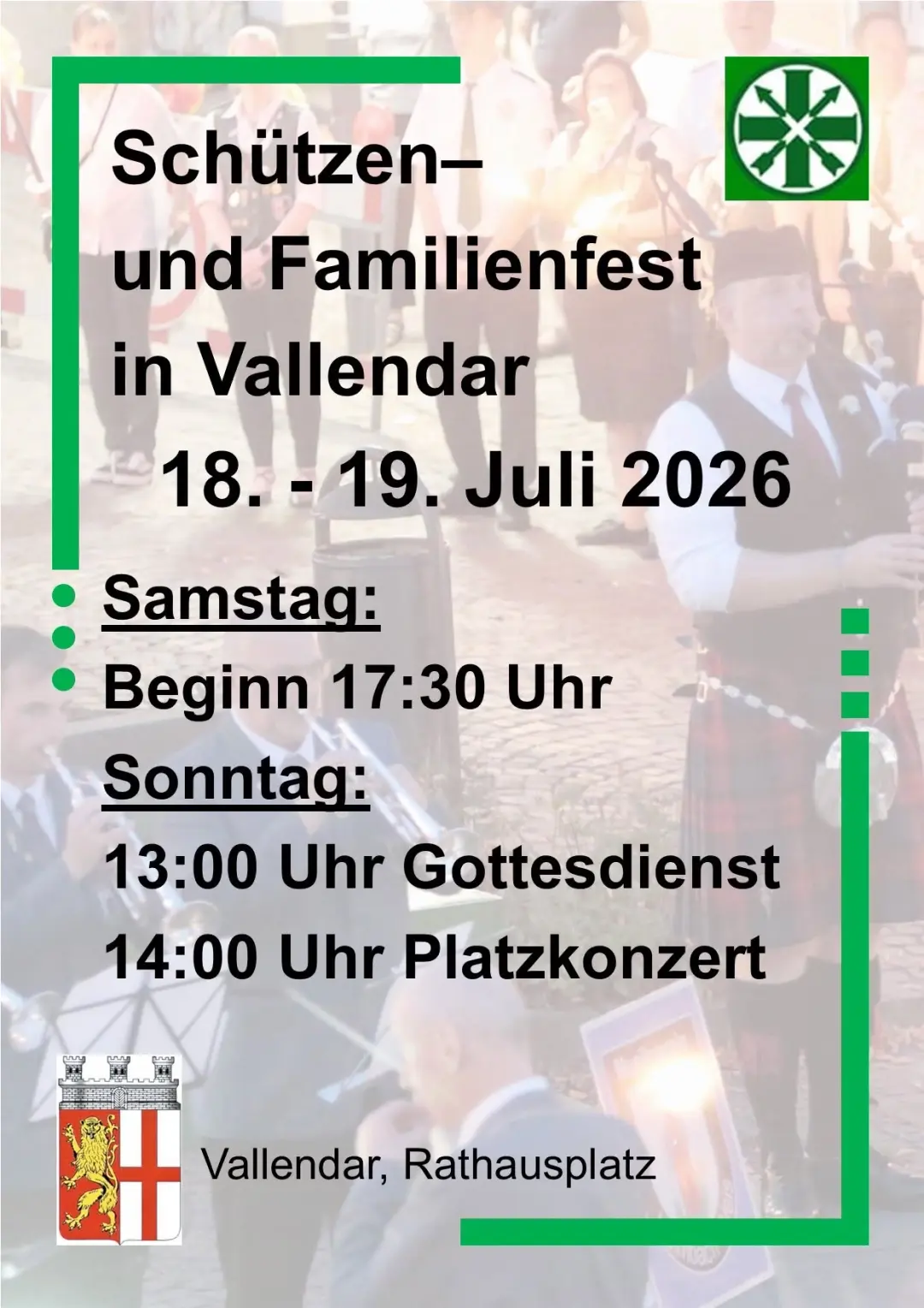 Schützen- und Familienfest 2026 in Vallendar auf dem Rathausplatz