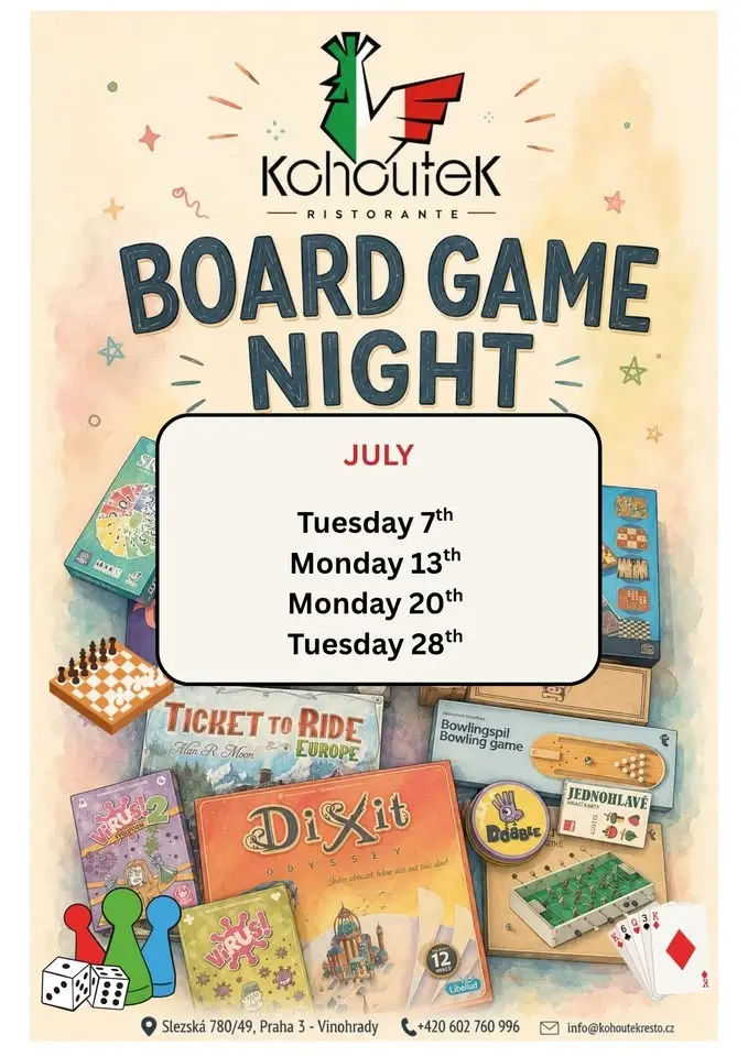 Board Game Night from 6 pm