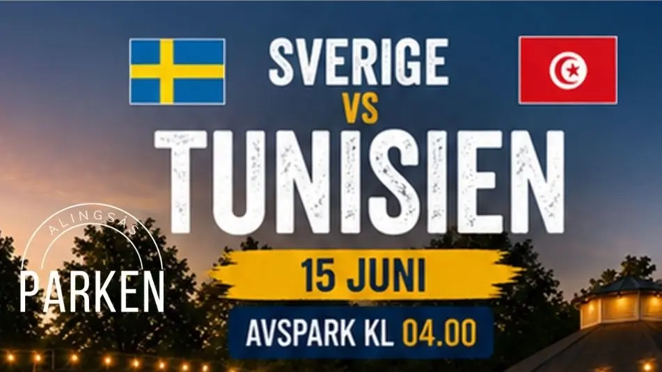 Fotbolls VM i Alingsåsparken Sverige-Tunisien