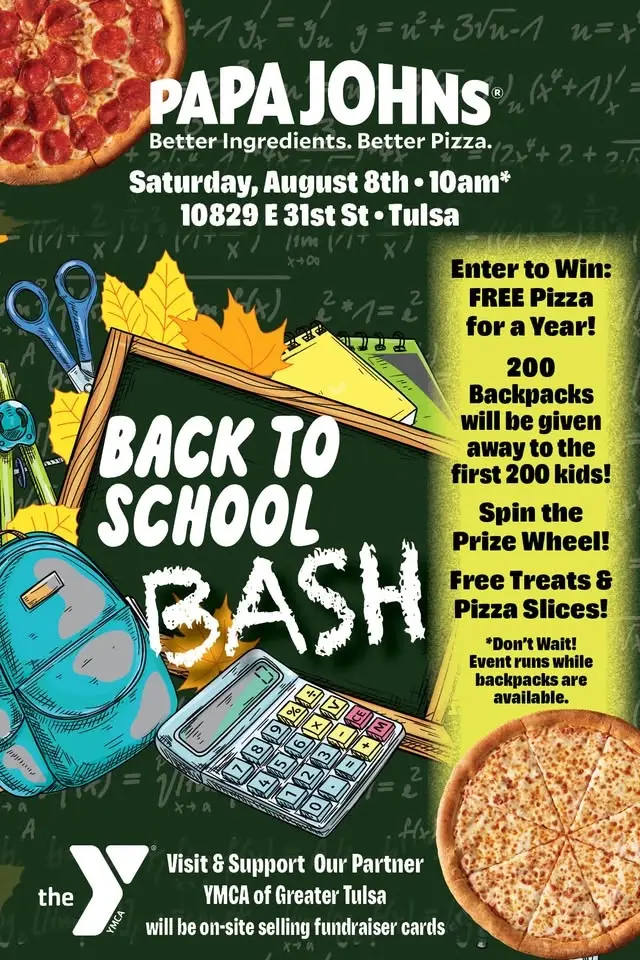Papa Johns Back to School Bash - FREE BACKPACKS!