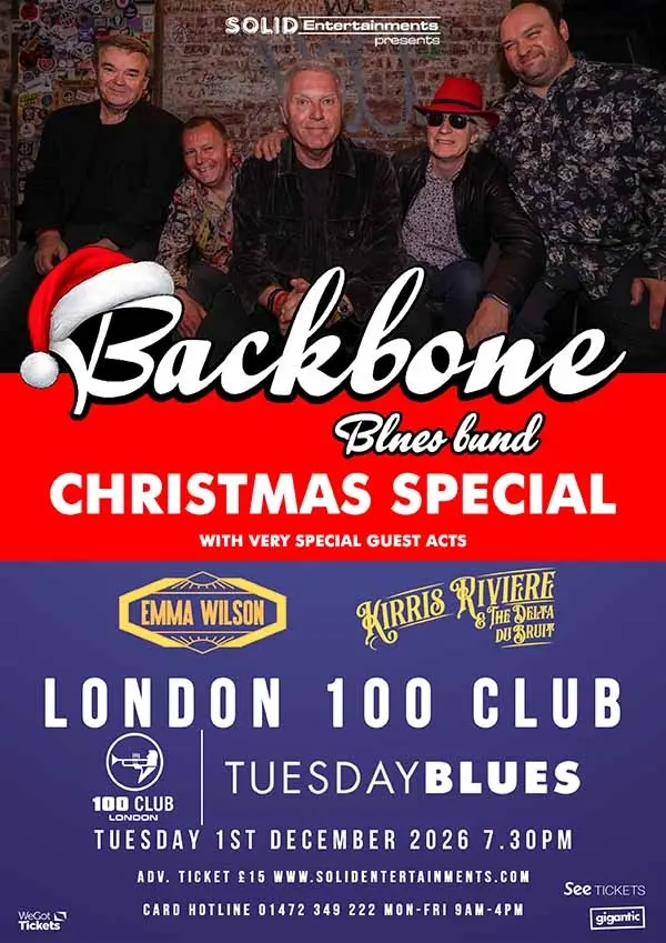 EMMA WILSON : 100 CLUB : ** 8 DEC** NEWDATE ! +BACKBONE BLUES BAND