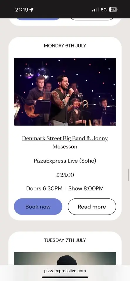 Denmark Street Big Band ft. Jonny Mosesson, Monday 06 July 2026, 20:00