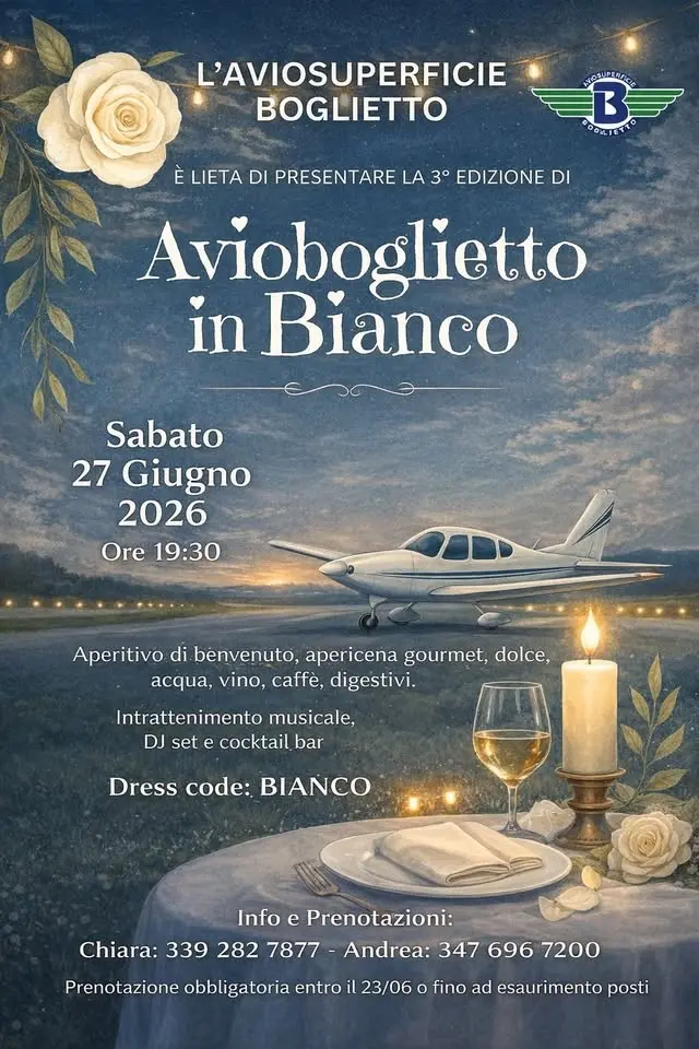 Avioboglietto in Bianco - Cena Gourmet - Posti Limitati - Prenotazione Obbligatoria