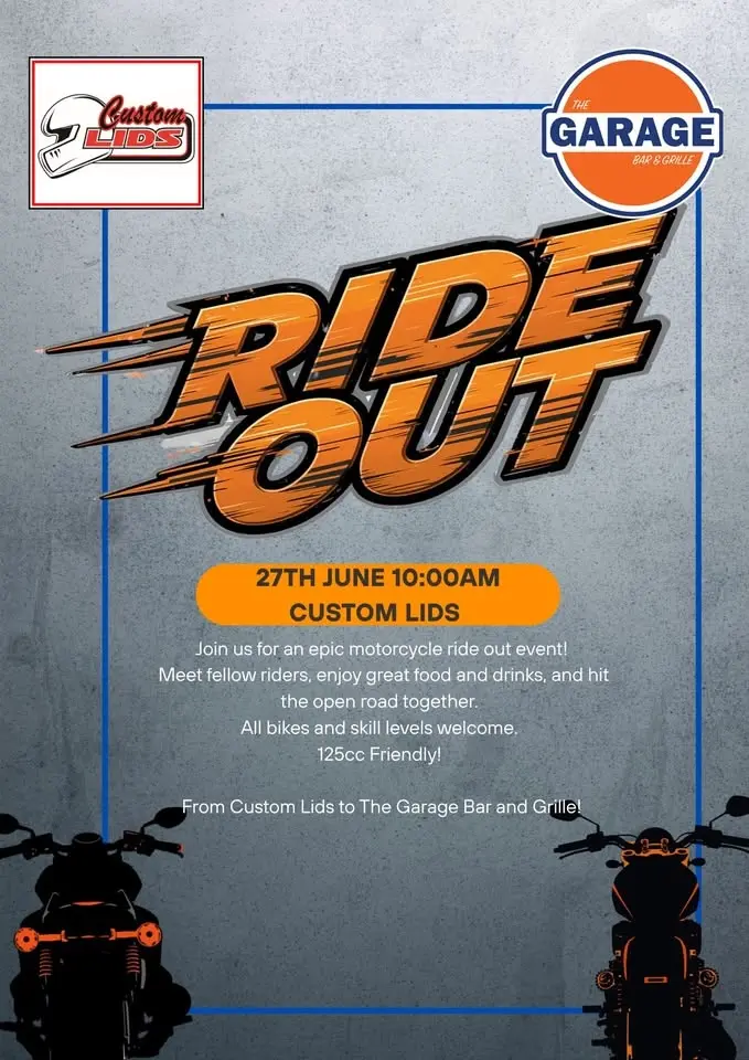 🏍CUSTOM LIDS RIDEOUT TO THE GARAGE BAR AND GRILLE🏍