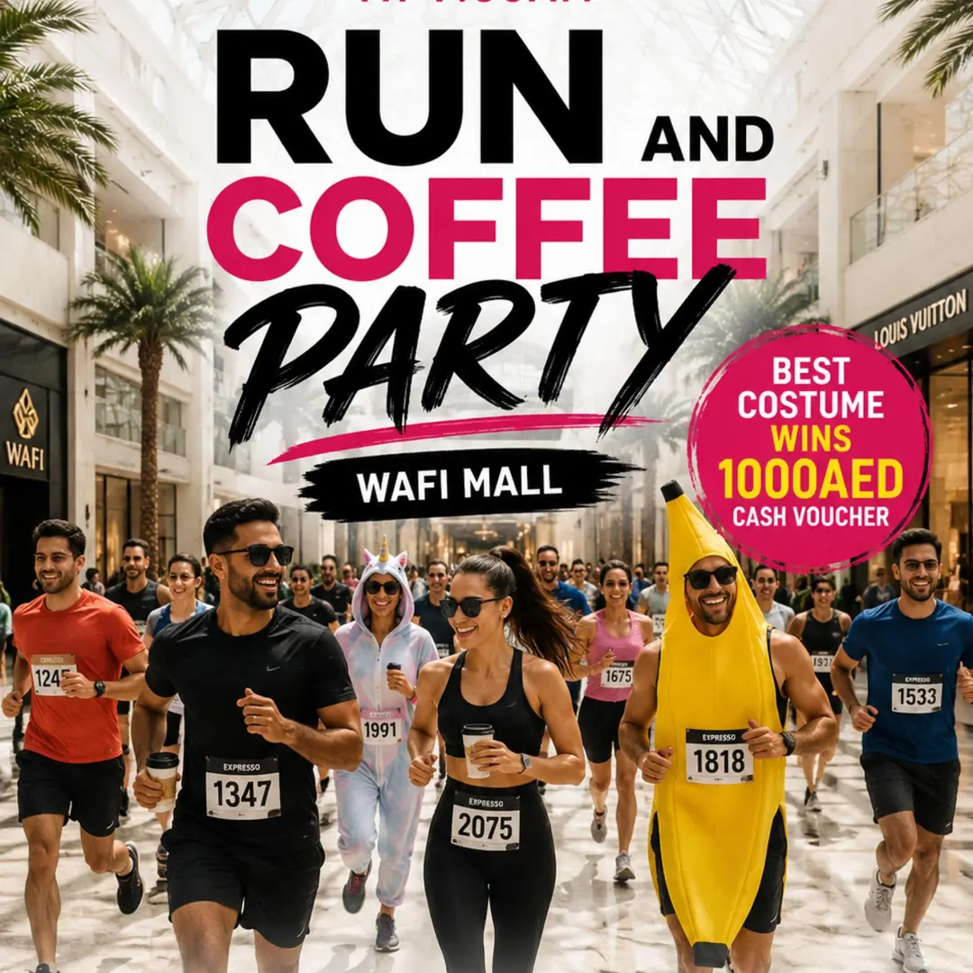 Run and Coffee party in a mall ( It's the first time a mall allow this) by Expresso, Peloton and Zion