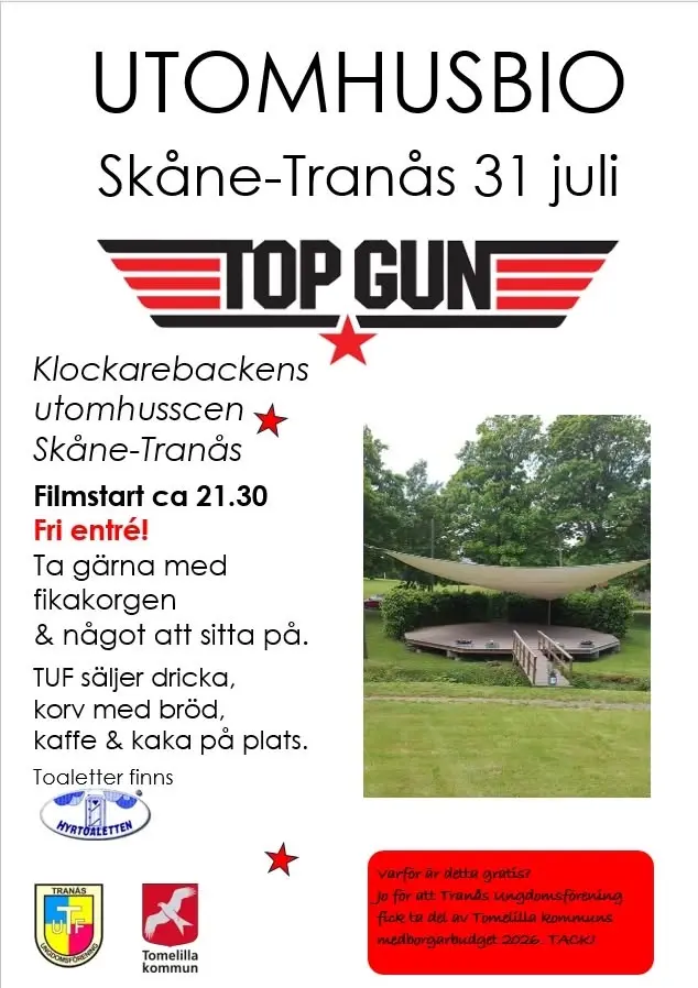 Utomhusbio Skåne-Tranås 31 juli Top Gun